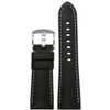 Black HZ Soft Calf Leather Watch Strap with White Stitching for Panerai Radiomir | Panatime.com