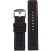 Black Waterproof PU Ballistic Watch Strap with Orange Stitching  | Panatime.com