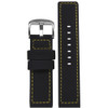 Black Waterproof PU Ballistic Watch Strap with Yellow Stitching  | Panatime.com
