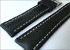 Charcoal Genuine Vintage Leather Watch Strap with White Stitching for Breitling | Panatime.com