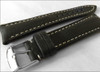 Dark Brown Oiled Genuine Vintage Leather Watch Strap with White Stitching for Breitling | Panatime.com