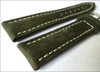 Olive Distressed Genuine Vintage Leather Watch Strap with White Stitching for Breitling | Panatime.com