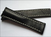 Black Genuine Vintage Leather Watch Strap with White Stitching for Breitling Deploy | Panatime.com