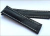 Charcoal Genuine Vintage Leather Watch Strap with White Stitching for Breitling Deploy | Panatime.com