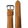 Natural Padded Vintage Leather Watch Strap with White Stitching | Panatime.com