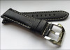 Navy Padded Vintage Leather Watch Strap with White Stitching | Panatime.com