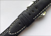 Navy Padded Vintage Leather Watch Strap with White Stitching | Panatime.com