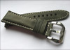 Olive Padded Vintage Leather Watch Strap with White Stitching | Panatime.com