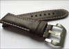 Stone Padded Vintage Leather Watch Strap with White Stitching | Panatime.com