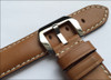 Tan Padded Vintage Leather Watch Strap with White Stitching | Panatime.com