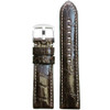 Dark Brown Glossy Genuine Crocodile Skin Padded Watch Strap with Match Stitching | Panatime.com