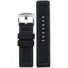 Black Waterproof PU Ballistic Watch Strap with Blue Stitching  | Panatime.com