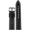 RIOS1931 Genuine Alligator Watch Strap | Padded | Flank Cut | White Stitching | Black  | Panatime.com