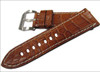 Genuine Alligator Watch Strap | Premium Cut | White Stitching | Cognac | Panatime.com