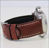 Vintage Leather Classic "Officer" Watch Strap | Brown-Red |  Off-White Stitch | Panatime.com