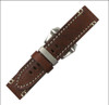 Vintage Leather "Officer" Watch Strap | Brown-Red | White Stitch | Panatime.com