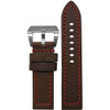HZ Vintage Leather Watch Band | Brown | Flat | Red Stitch | Panatime.com