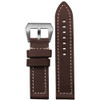 Swiss Waterproof Anfibio Leather Watch Band | Brown | White Stitching | Flat | Panatime.com