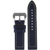 Swiss Waterproof Anfibio Leather Watch Band | Navy | Green Stitching | Flat | Panatime.com