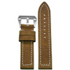 Sione Vintage Genuine Leather Watch Band | Olive | Flat | Cream Stitching | Panatime.com