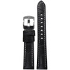 Embossed Leather Gator Print Watch Band | Padded | Black | White Stitch | Panatime.com