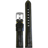 Black Embossed Leather Gator Print Watch Band | Yellow Stitch + Lining | Padded | Panatime.com