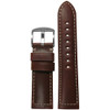 Soft Calf Leather Watch Band | Brown | Padded | White Stitch | Panatime.com