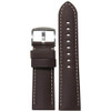 Soft Calf Leather Watch Band | Dark Brown | Padded | White Stitch | Panatime.com