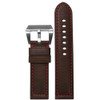 Classic HZ Vintage Leather Watch Band | Brown | Padded Sport | Red Stitch | Panatime.com