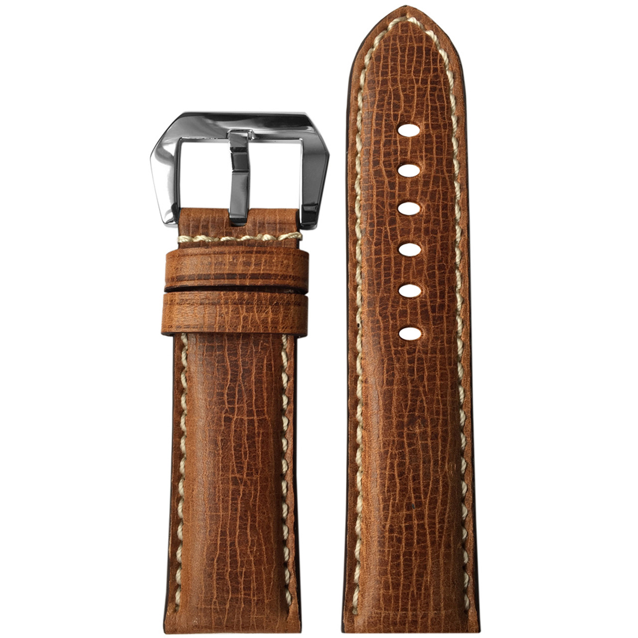 RIOS1931 | Vintage Leather Watch Band | Padded, White Stitch | For Panerai