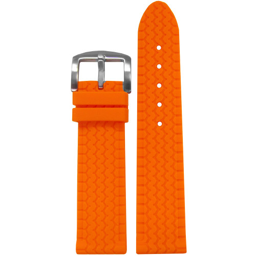 22mm Orange Tire Track Waterproof Rubber Watch Strap | Panatime.com