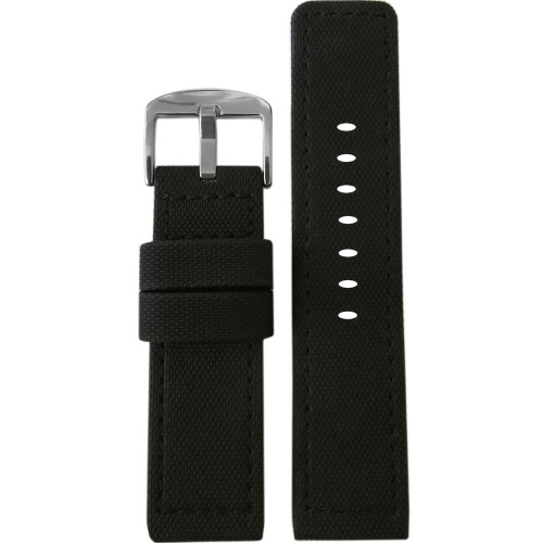 20mm Black Waterproof PU Ballistic Watch Strap with Black Stitching  | Panatime.com