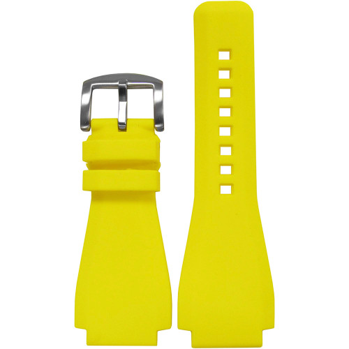 24mm Yellow Waterproof Rubber Watch Strap - Exact Replacement For Bell & Ross | Panatime.com