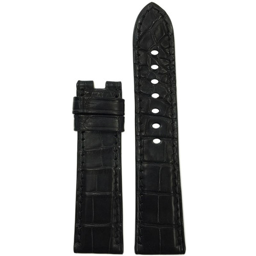 24mm (XL) Black Matte Alligator Watch Strap with Match Stitching for Panerai Deploy | Panatime.com