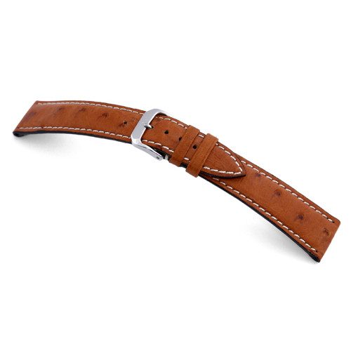 RIOS1931 Cognac Maxime, Genuine Ostrich Watch Strap For Jaeger le Coultre | Panatime.com