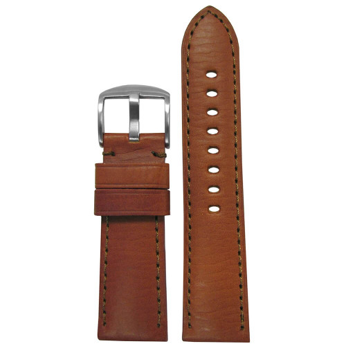 26mm Light Brown HZ Soft Calf Sport Leather - Padded, Match Stitching | Panatime.com
