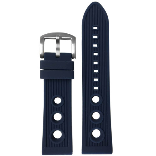 24mm Navy Waterproof Silicon Diver Rally Watch Strap For Breitling | Panatime.com