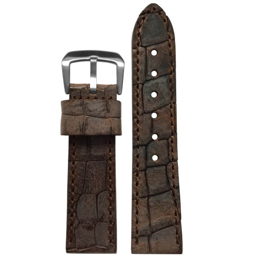 20mm Brown Hadley Roma MS916 - Genuine Oiled Vintage Leather Gator Watch Strap (MS916) | Panatime.com