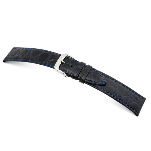 Embossed Crocodile Watch Strap - Navy Blue 