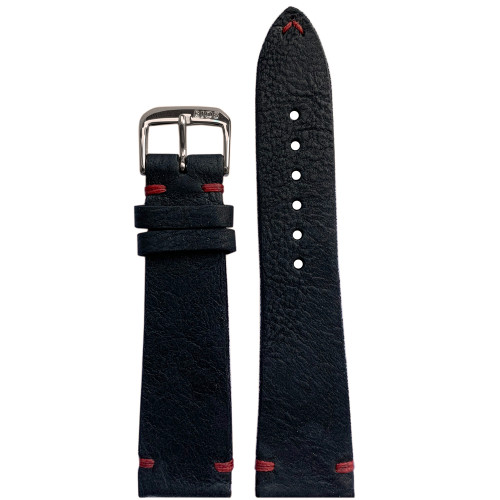Red Oak Vintage Leather Watch Strap with White Stitching | Panatime.com