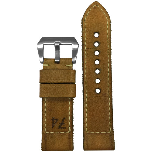 24mm Gunny Straps Historic "74" - Genuine Vintage Leather Watch Strap for Panerai | Panatime.com