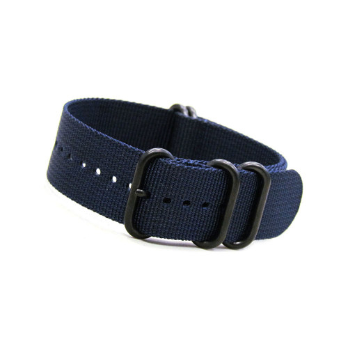 Navy 5-Ring Ballistic Nylon Waterproof Watch Strap with PVD Rings | Panatime.com