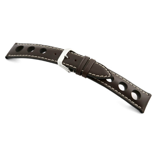 RIOS1931 Mocha Kaluga, Tanned Leather Watch Strap with Racing Holes | Panatime.com