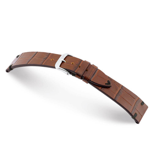 Mahogany RIOS1931 Hollywood | Embossed Leather Watch Band with Black Minimal Stitching