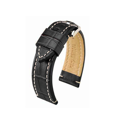 Black Hirsch Knight - Embossed Italian Calfskin Watch Strap | Panatime.com