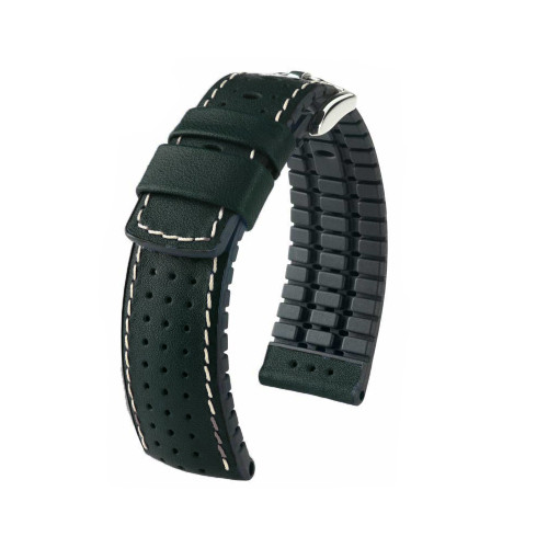 Black Hirsch Tiger - Hirsch Performance Series Perforated Calfskin Watch Strap | Panatime.com