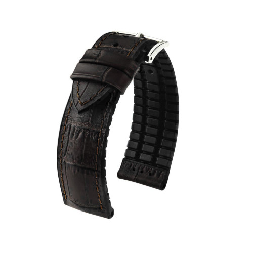 Black Hirsch Paul - Hirsch Performance Series Embossed Italian Calfskin Watch Strap with Premium Caoutchouc Lining | Panatime.com