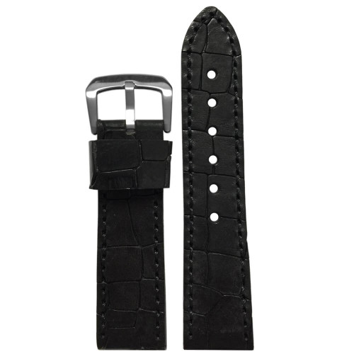 Black Hadley Roma MS916 - Genuine Oiled Vintage Leather Gator Watch Strap (MS916) | Panatime.com
