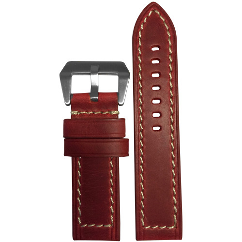 Oxblood Genuine Vintage Leather, Flat - White Stitching | Panatime.com