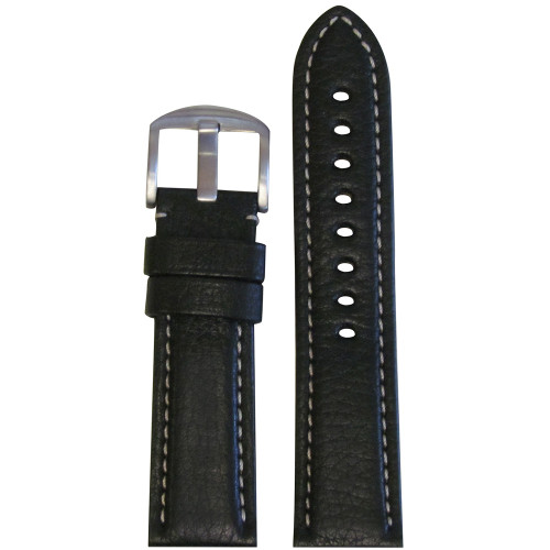 Black Vegetable Tanned Calf Leather - USA Made (MS2036) | Panatime.com